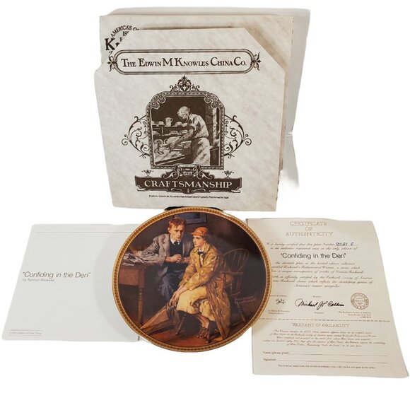 Vintage Norman Rockwell Collector Plate "Confiding in the Den" 1983 - Picture 3 of 6